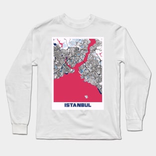 Istanbul - Turkey MilkTea City Map Long Sleeve T-Shirt